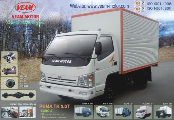 Giá bán xe tải veam puma 1t9 2t mới 100% = thông số xe tải veam puma 1t9 2t