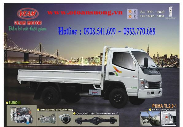 Xe tải veam puma 1t9,2t, xe tải veam puma 1t99,2t, xe veam puma 1t9,2t, xe
