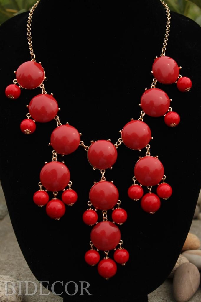 Red-Bubble-Statement-Bib-Bubble-Necklace-holiday-gift-Ship-from-US