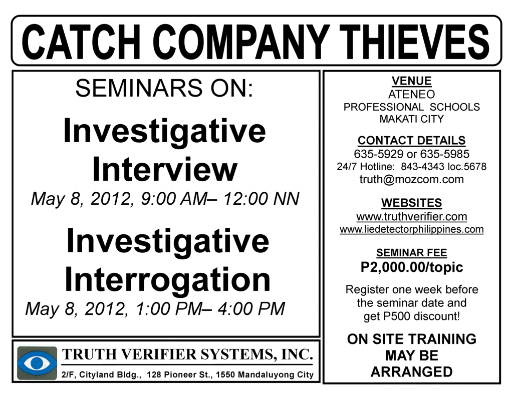 Catch Company Thieves, May 8