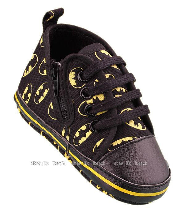 Toddler Baby Boy Batman Crib Shoes Soft Sole Black Sneakers 3 6 9 12 18