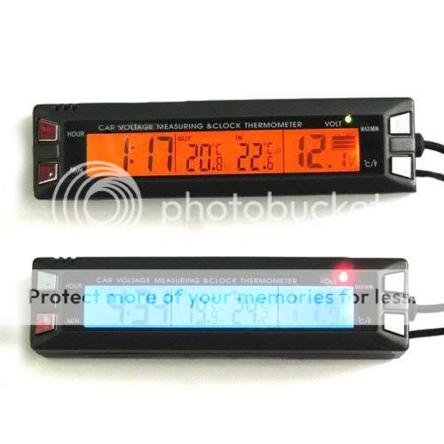 New 12V Car Auto Digital LED in Out Clock Time Thermometer Voltage 
