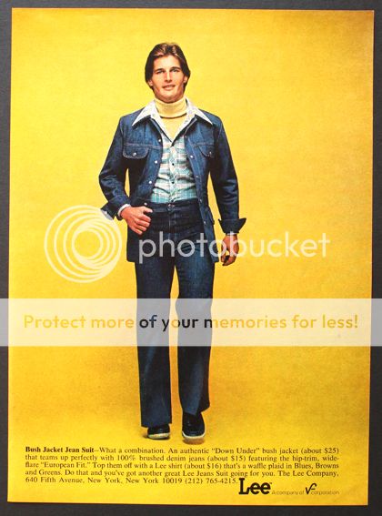 1975 Lee Jeans Bush Jacket Jean Suit vintage men’s clothing print ad