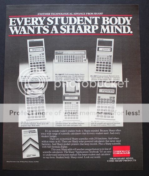 1983 Sharp EL 515 T, EL 5100 ST, EL 510 T etc. student Calculator